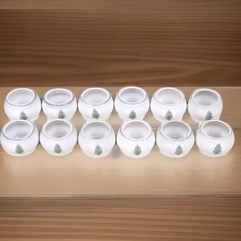 Pfaltzgraff Naturewood Stoneware Napkin Rings Set of 12 Leaf Botanical